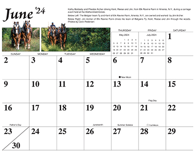June 2024 Draft Horse Calendar grid